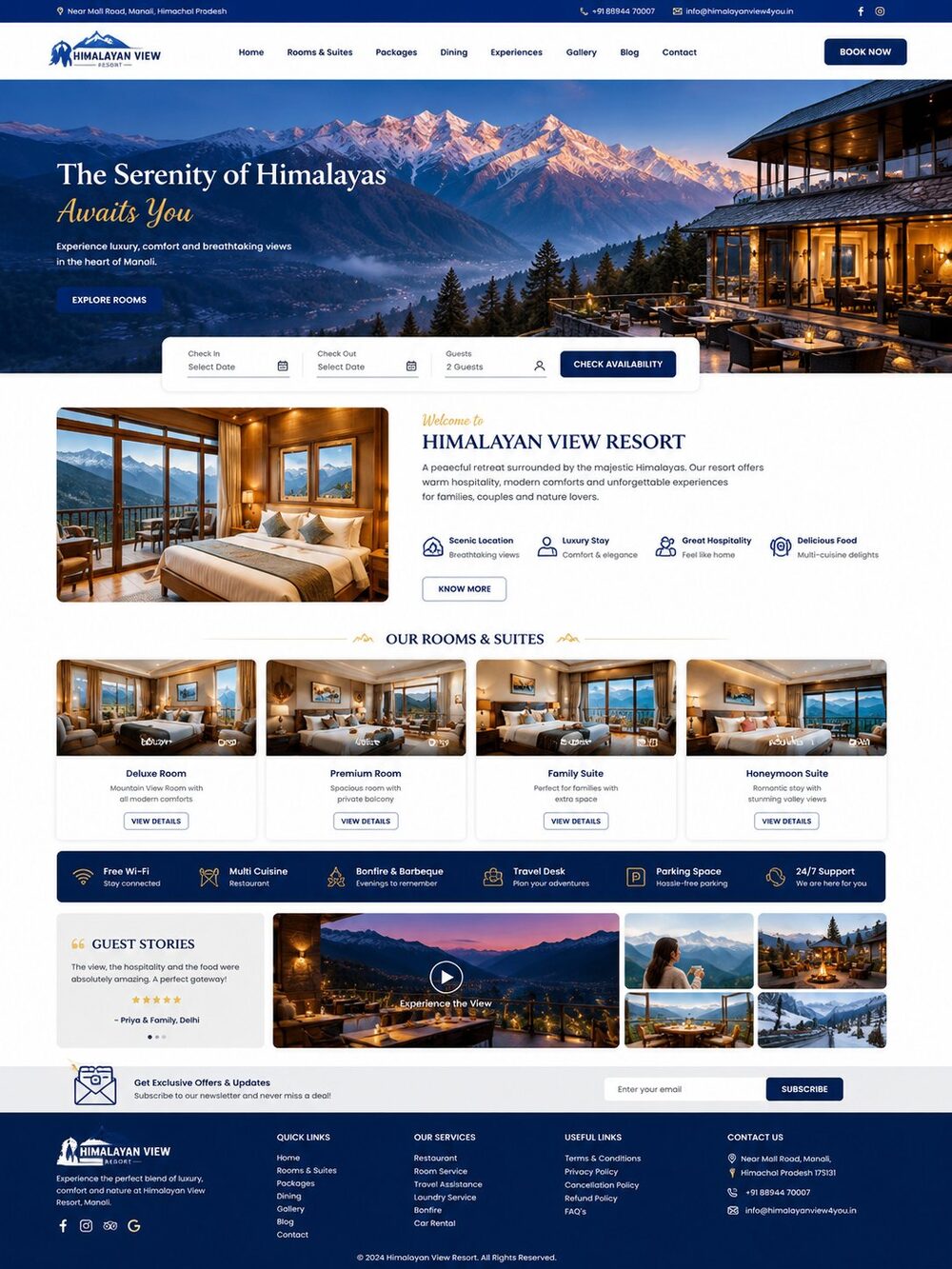 Himalayan View resort and hotel website developed by GrowUp Web Solution