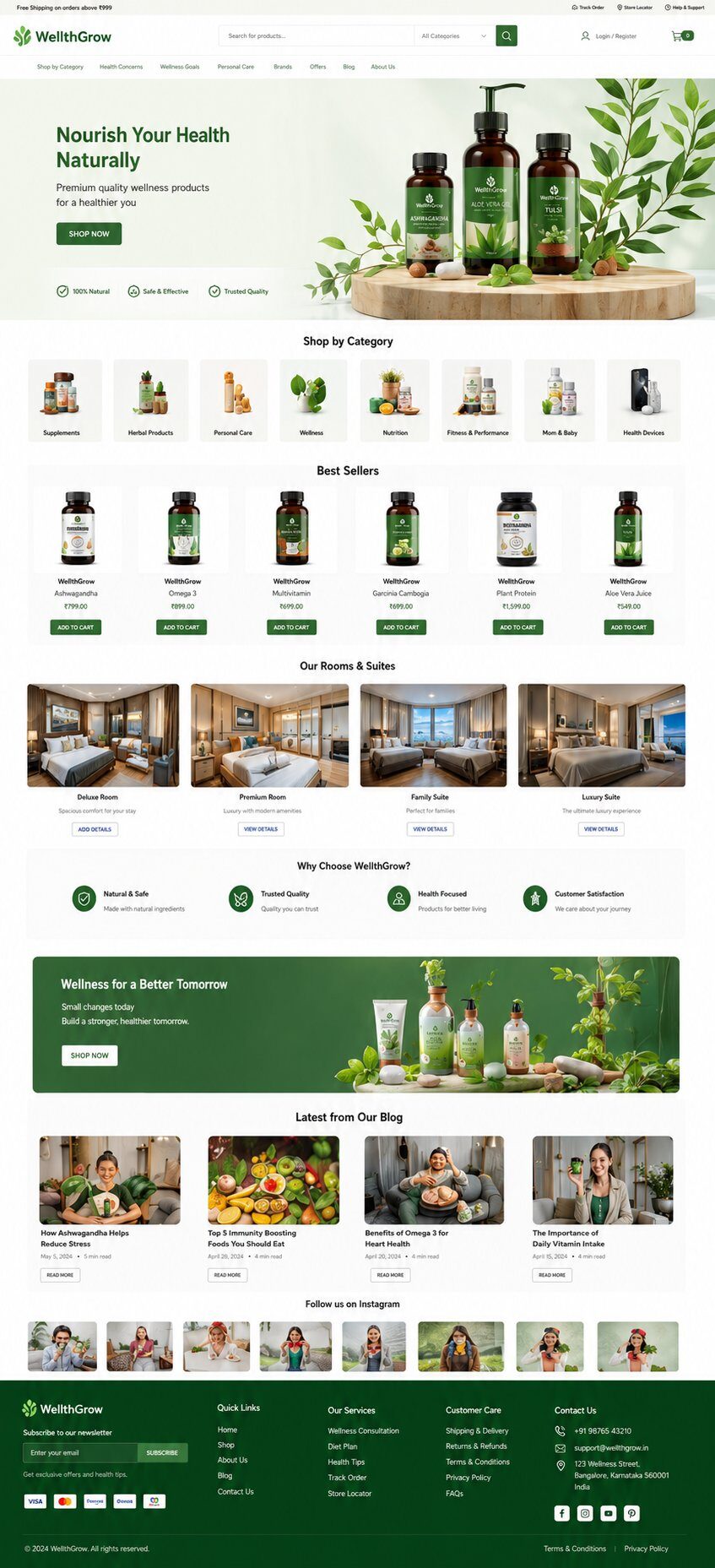 WellthGrow eCommerce wellness website developed by GrowUp Web Solution